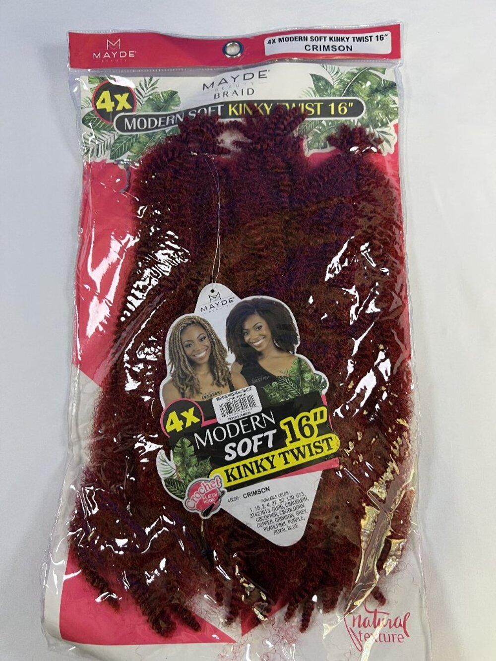 Mayde Beauty 4X (3 left) Modern Soft Kinky Twist 16" Color Crimson
